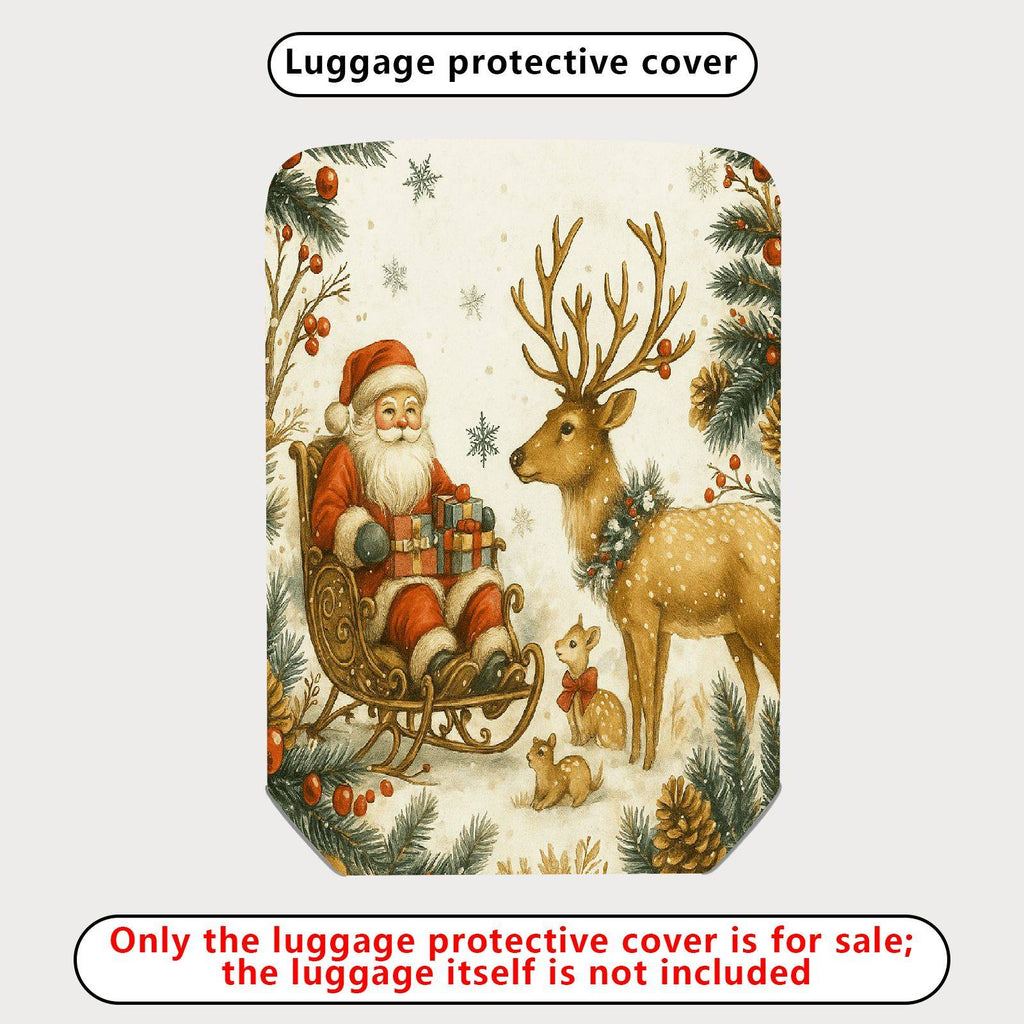 1-Piece Santa Reindeer Snowflakes Christmas Holiday Festive  Suitcase Luggage Cover, Stretch Protective Sleeve