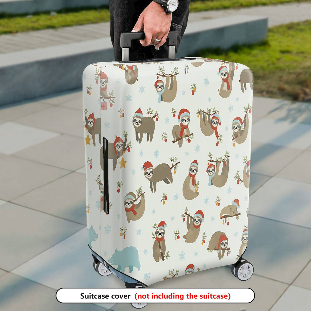 1-Piece Christmas Sloth Animal  Cute Holiday  Suitcase Luggage Cover, Stretch Protective Sleeve