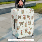 1-Piece Christmas Sloth Animal  Cute Holiday  Suitcase Luggage Cover, Stretch Protective Sleeve