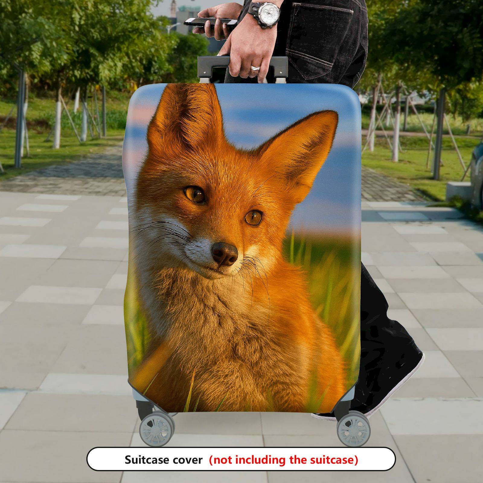 1-Piece Animal Nature Sunset Fox Wildlife  Suitcase Luggage Cover, Stretch Protective Sleeve