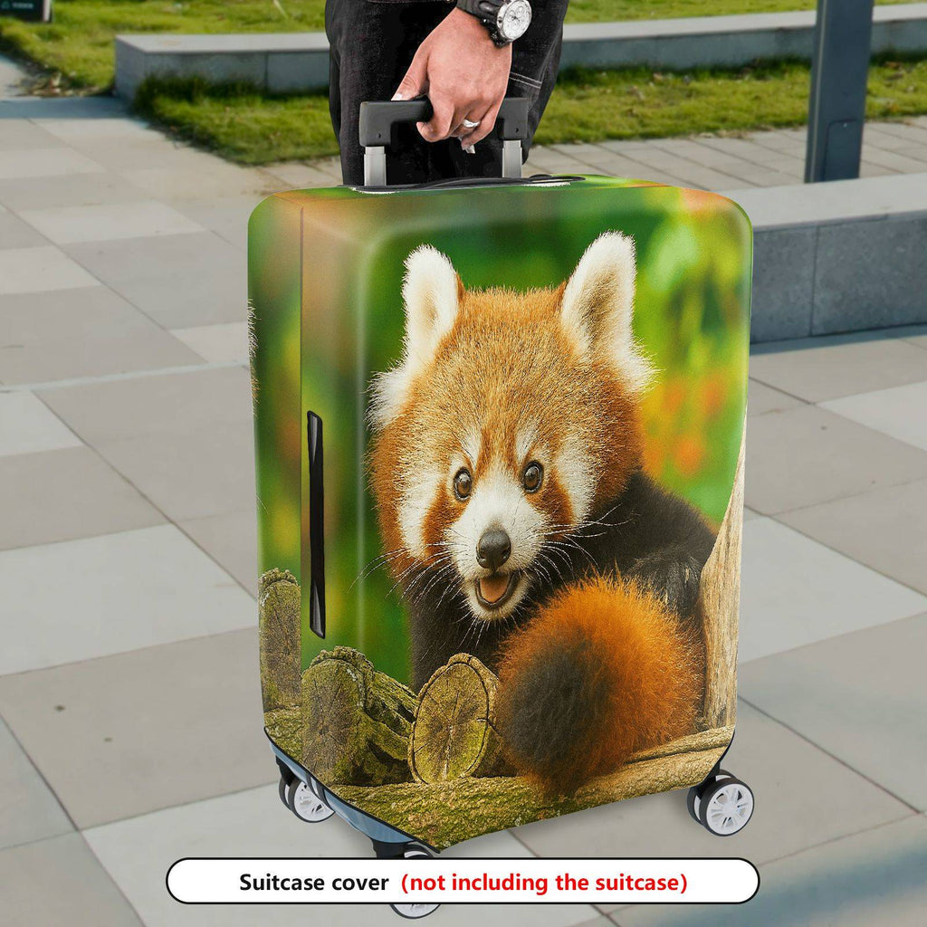 1-Piece Cute Red Panda Forest Animal Nature Green Tree  Suitcase Luggage Cover, Stretch Protective Sleeve
