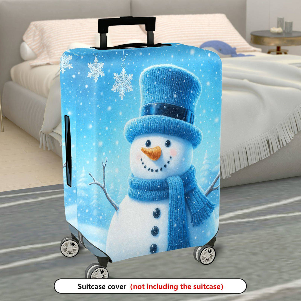 1-Piece Snowman Winter Christmas Holiday Fun Travel  Suitcase Luggage Cover, Stretch Protective Sleeve