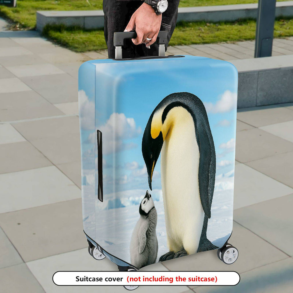 1-Piece Cute Penguin Family Ice Snow Nature Animal  Suitcase Luggage Cover, Stretch Protective Sleeve