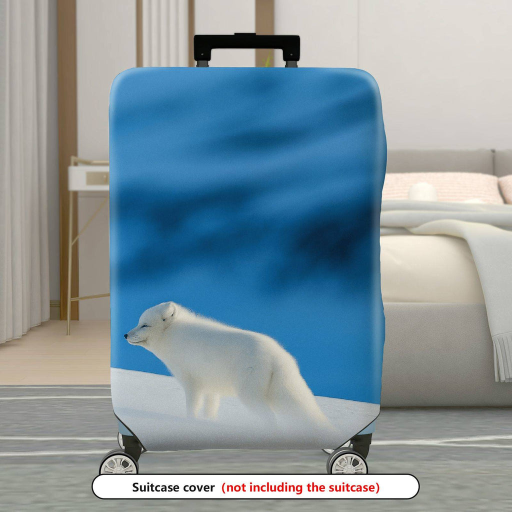 1-Piece Arctic Fox Winter Snowy Blue Landscape Travel  Suitcase Luggage Cover, Stretch Protective Sleeve