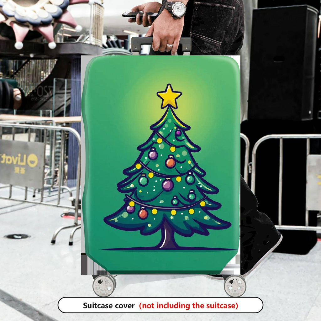 1-Piece Christmas Tree Festive Holiday Decoration Green Cheerful  Suitcase Luggage Cover, Stretch Protective Sleeve
