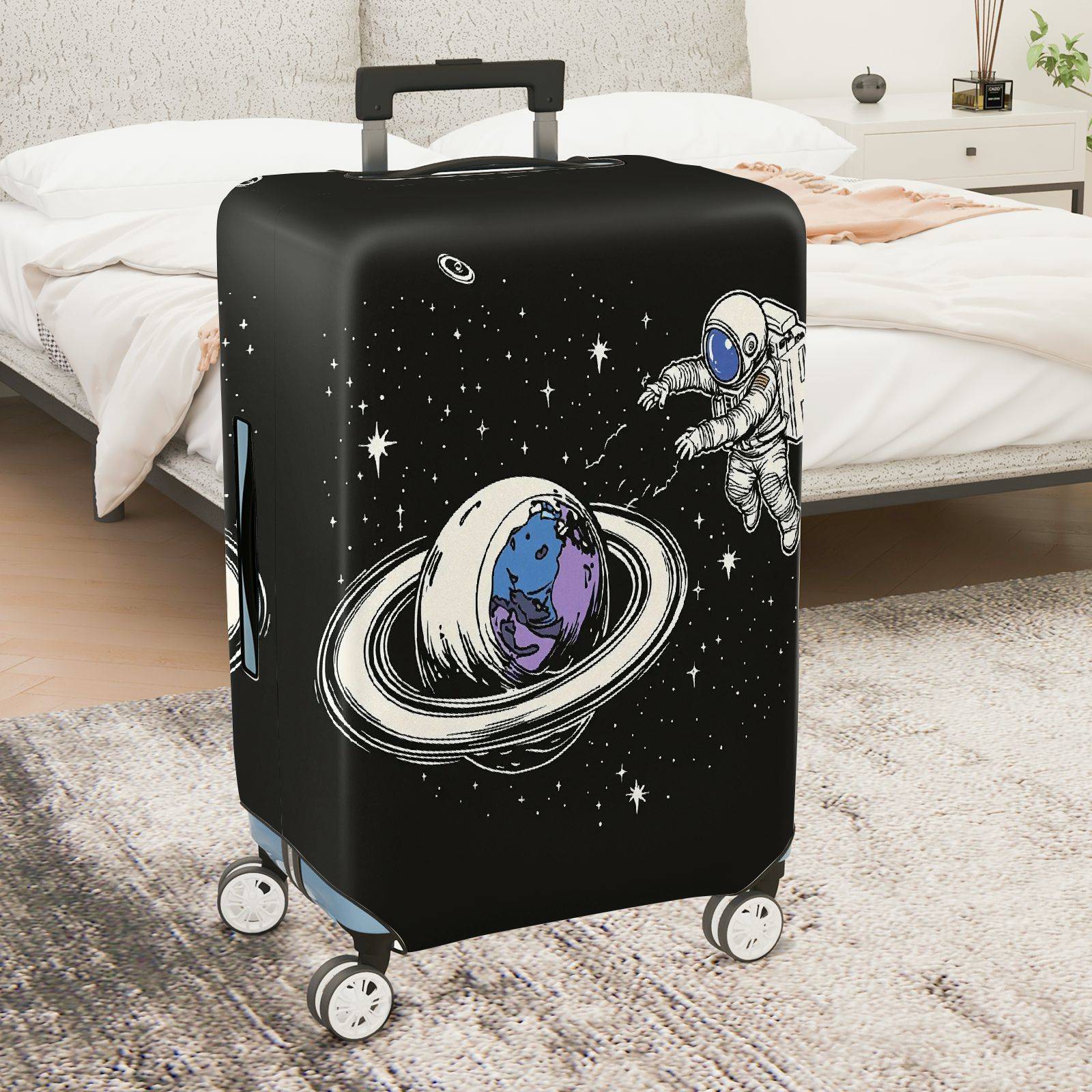 1-Piece Astronaut Planet Space Galaxy Cosmic  Suitcase Luggage Cover, Stretch Protective Sleeve