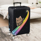 1-Piece Cute Cat Rainbow Galaxy Starry Night Cosmic  Suitcase Luggage Cover, Stretch Protective Sleeve