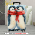 1-Piece Penguin Love Winter Christmas Holiday Valentine  Suitcase Luggage Cover, Stretch Protective Sleeve