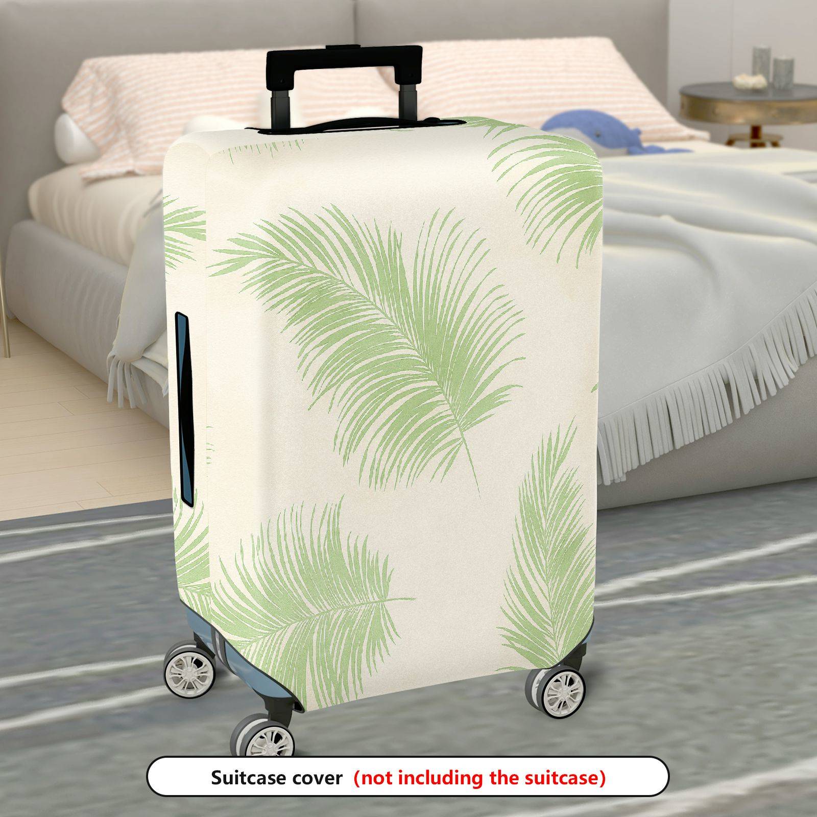 1-Piece Green Leaf Pattern Tropical Nature Travel Holiday  Suitcase Luggage Cover, Stretch Protective Sleeve