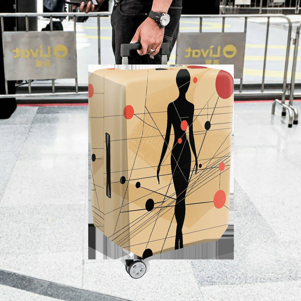 1-Piece Abstract Silhouette Geometric Pattern Modern Stylish  Suitcase Luggage Cover, Stretch Protective Sleeve
