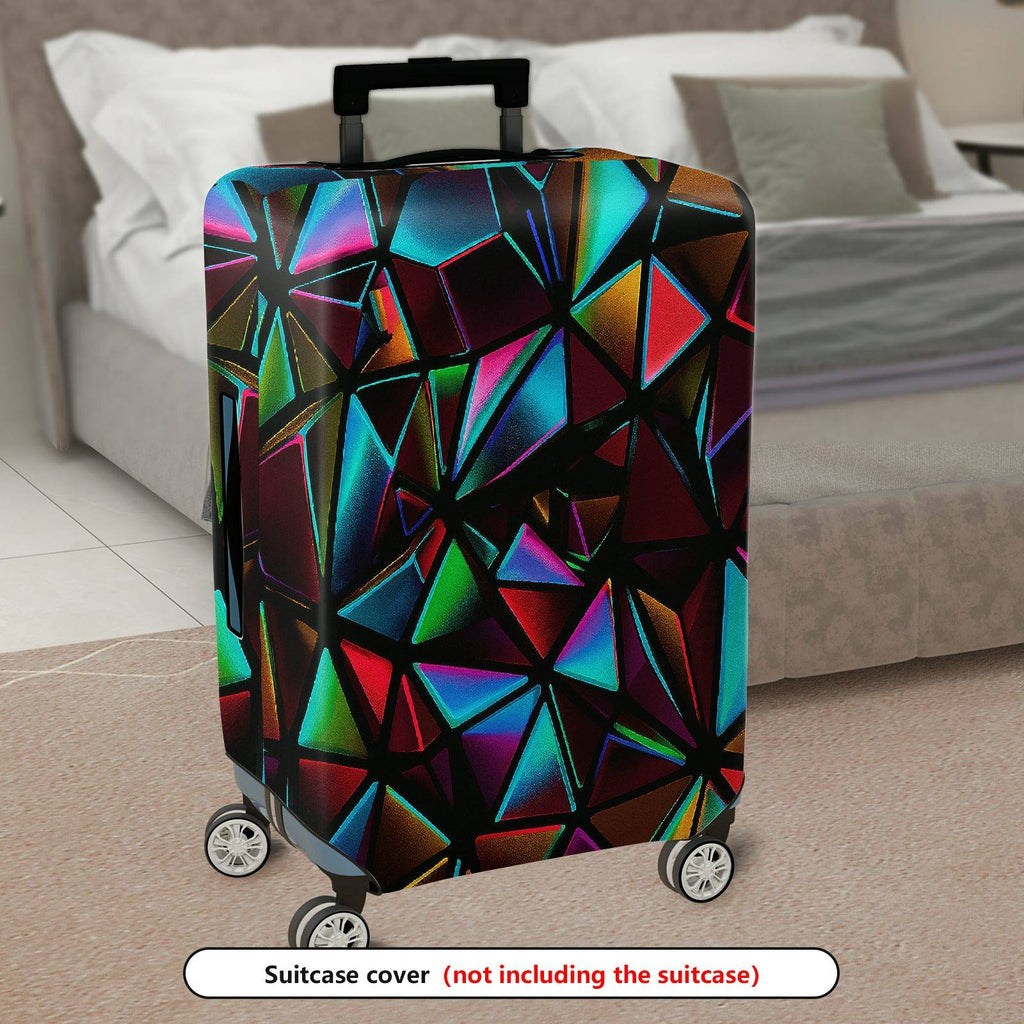 1-Piece Abstract Geometric Vibrant Colorful Prism Modern  Suitcase Luggage Cover, Stretch Protective Sleeve