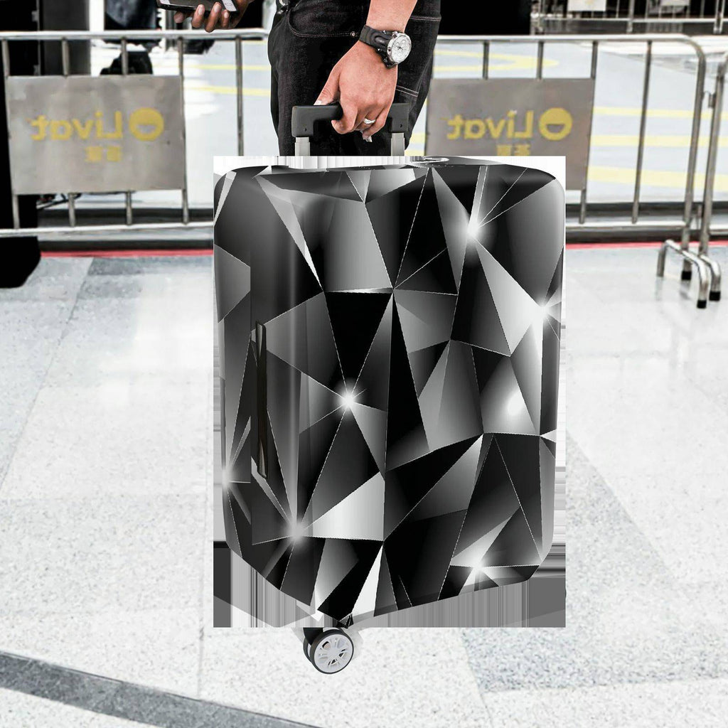 1-Piece Geometric Abstract Black Silver Modern Stylish Elegant  Suitcase Luggage Cover, Stretch Protective Sleeve