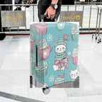 1-Piece Cute Cat Snowflake Cupcake Winter Christmas  Suitcase Luggage Cover, Stretch Protective Sleeve