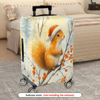 1-Piece Christmas Holiday Snow Squirrel Orange Berry  Suitcase Luggage Cover, Stretch Protective Sleeve