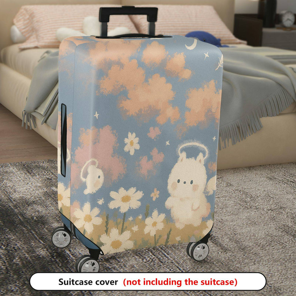 1-Piece Cute Floral  Angel Rabbit Cloud Sky  Suitcase Luggage Cover, Stretch Protective Sleeve
