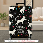 1-Piece Starry Cat Hearts Cosmic Whimsical  Suitcase Luggage Cover, Stretch Protective Sleeve