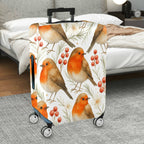 1-Piece Robin Bird Floral Berry Nature Christmas  Suitcase Luggage Cover, Stretch Protective Sleeve