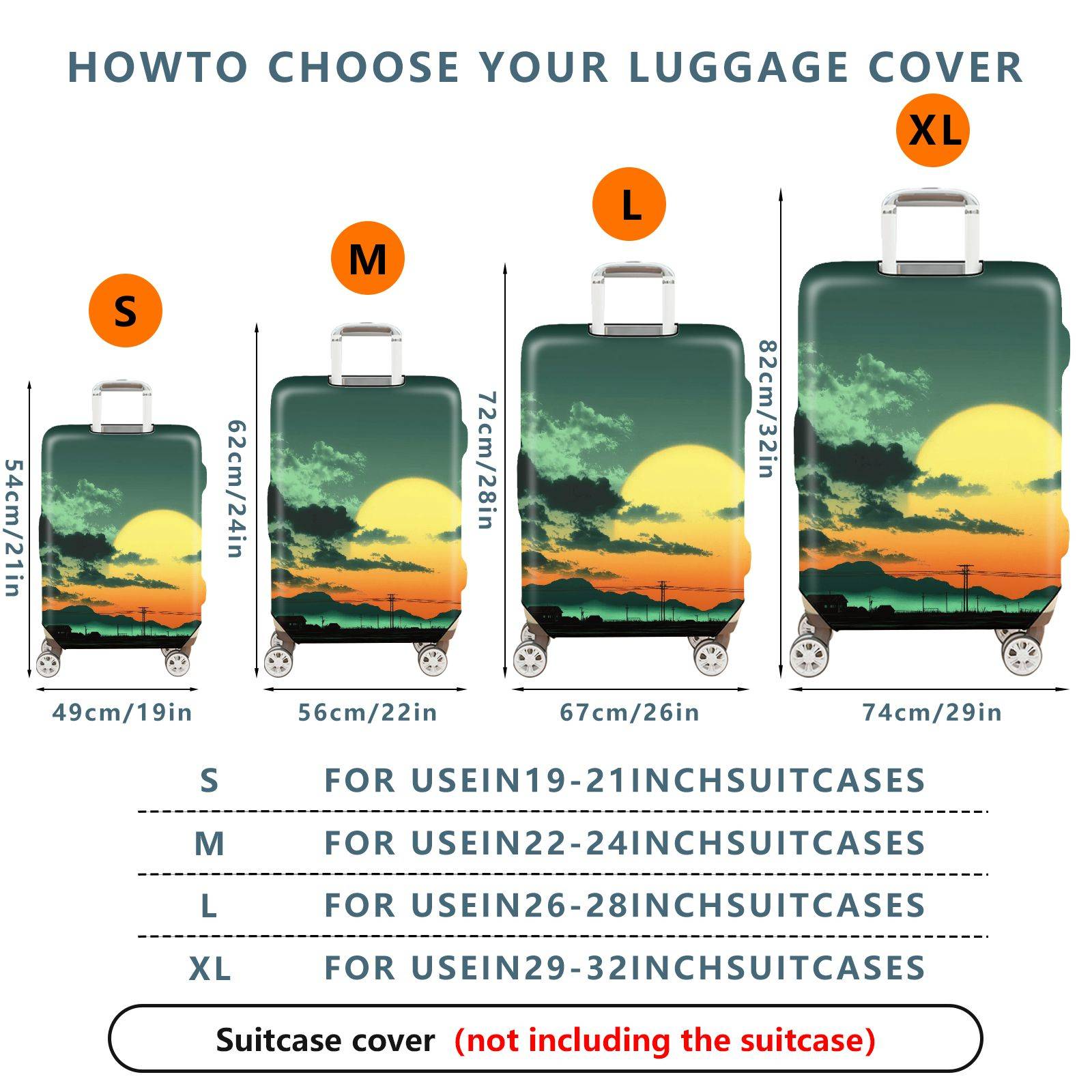 1-Piece Sunset Mountain Landscape Cloud Sky Nature  Suitcase Luggage Cover, Stretch Protective Sleeve