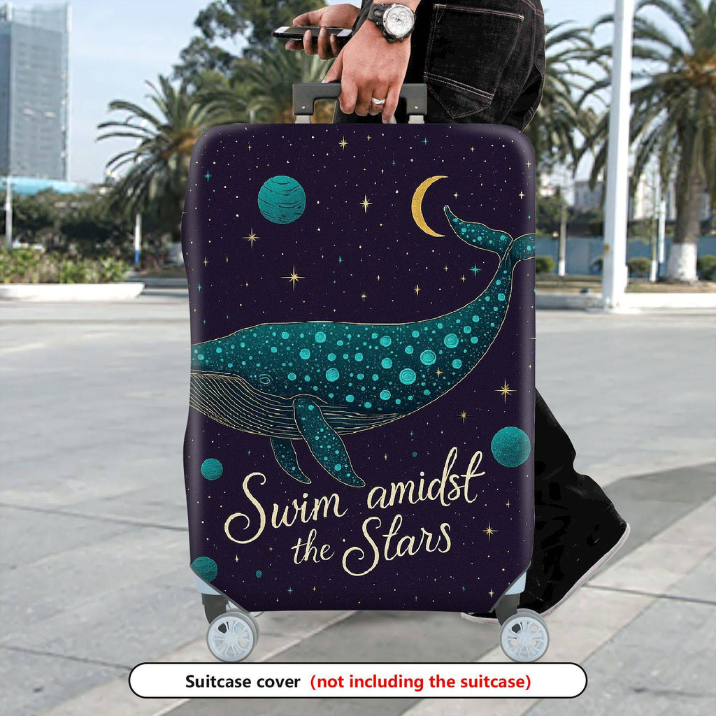 1-Piece Whale Cosmic Starry Night Fantasy Dreamy Mystical  Suitcase Luggage Cover, Stretch Protective Sleeve