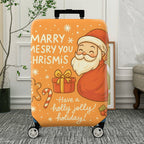 1-Piece Christmas Santa Claus Gingerbread Gift Joyful Holiday  Suitcase Luggage Cover, Stretch Protective Sleeve