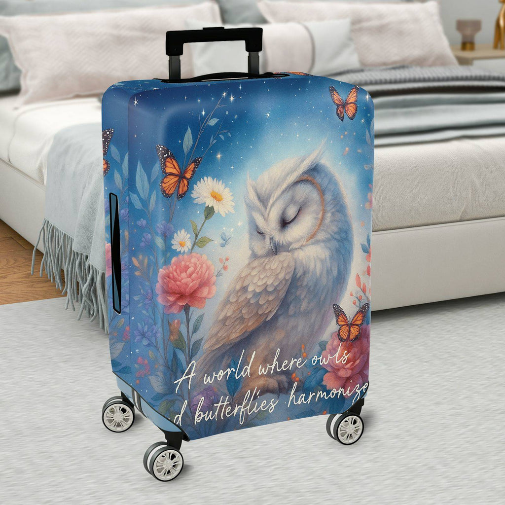 1-Piece Floral Owl Butterfly Starry Nature Dreamy  Suitcase Luggage Cover, Stretch Protective Sleeve