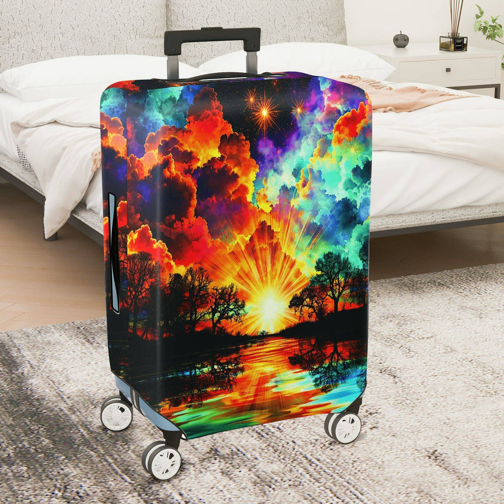 1-Piece Sunset Rainbow Cloud Tree Landscape Sky  Suitcase Luggage Cover, Stretch Protective Sleeve