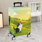 1-Piece Cute Cat Green Landscape  Animal  Suitcase Luggage Cover, Stretch Protective Sleeve