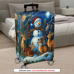 1-Piece Snowman Reindeer Winter Holiday Night Christmas  Suitcase Luggage Cover, Stretch Protective Sleeve