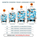 1-Piece Abstract Blue Black White Swirl Artistic Luggage  Suitcase Luggage Cover, Stretch Protective Sleeve