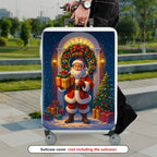 1-Piece Santa Claus Christmas Holiday Festive Winter Cheer  Suitcase Luggage Cover, Stretch Protective Sleeve