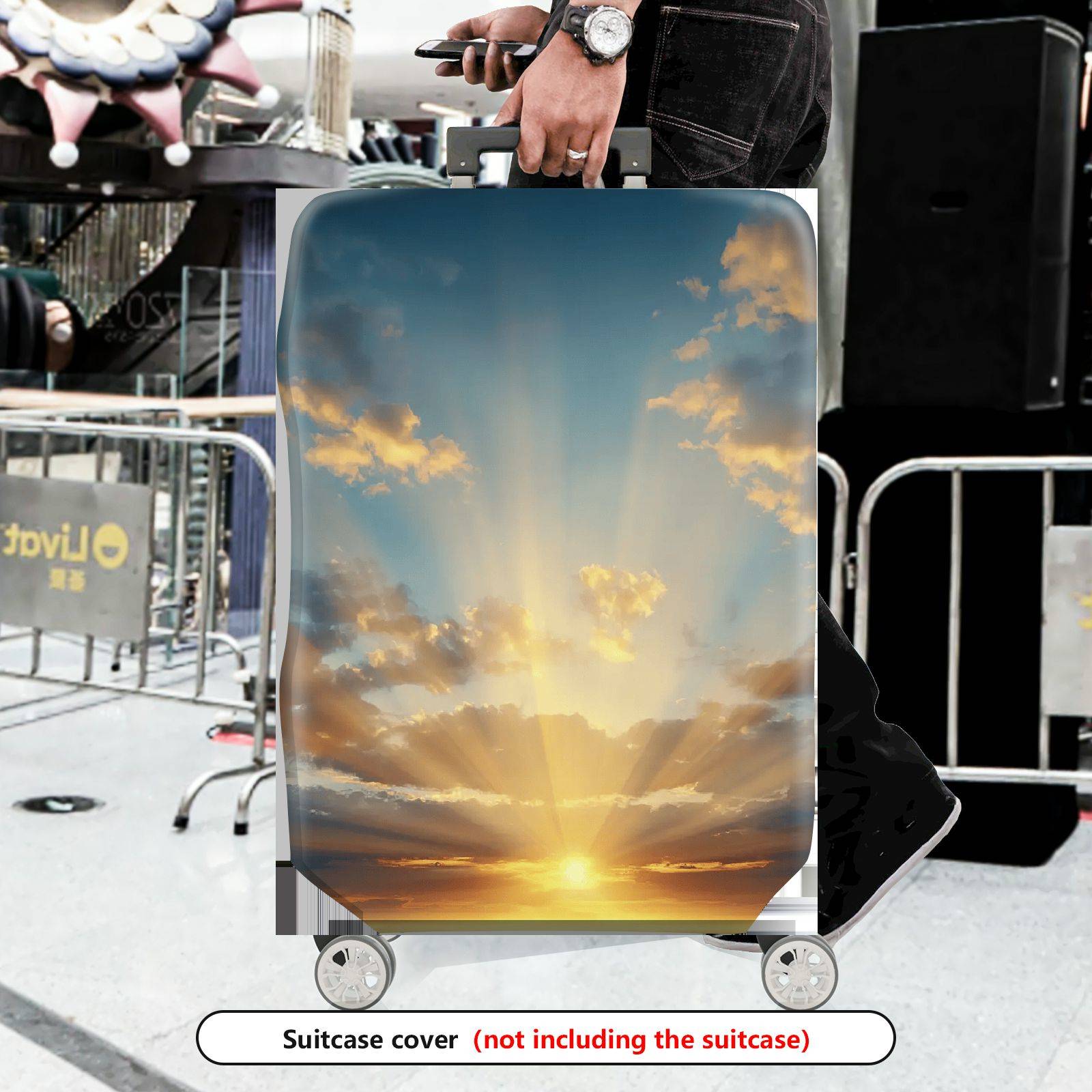 1-Piece Sunrise Sky Cloud Landscape Sunshine Travel  Suitcase Luggage Cover, Stretch Protective Sleeve