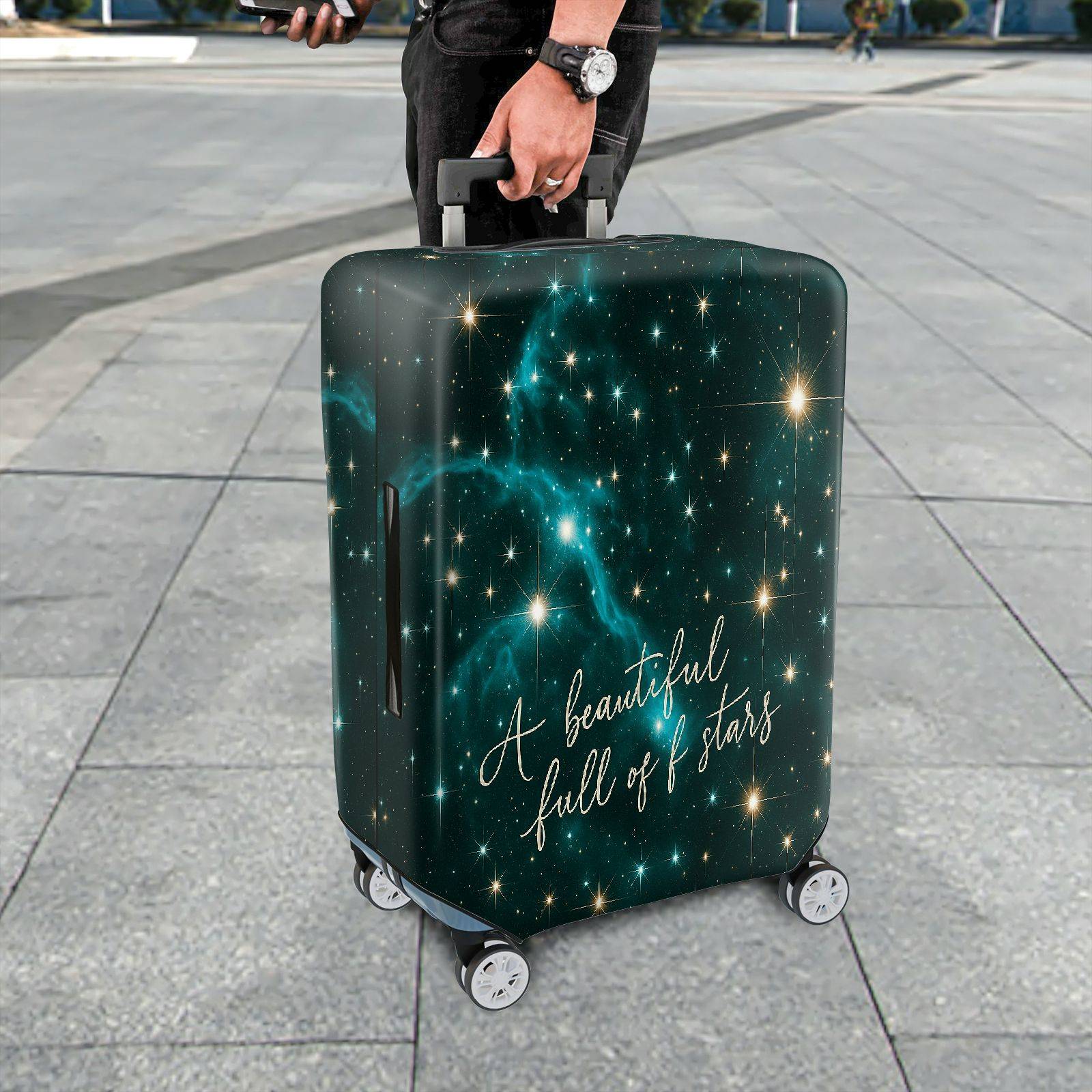 1-Piece Starry Galaxy Astral Cosmic Celestial Night  Suitcase Luggage Cover, Stretch Protective Sleeve