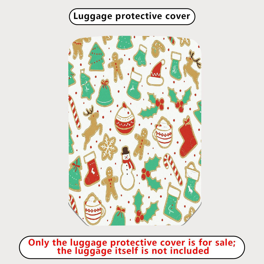 1-Piece Christmas Gingerbread Reindeer Snowman Festive Holiday  Suitcase Luggage Cover, Stretch Protective Sleeve