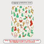 1-Piece Christmas Gingerbread Reindeer Snowman Festive Holiday  Suitcase Luggage Cover, Stretch Protective Sleeve