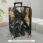 1-Piece Abstract Black Gold White Swirl Pattern Art Design  Suitcase Luggage Cover, Stretch Protective Sleeve