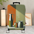 1-Piece Modern Abstract Geometric Art Vase Orange Green  Suitcase Luggage Cover, Stretch Protective Sleeve