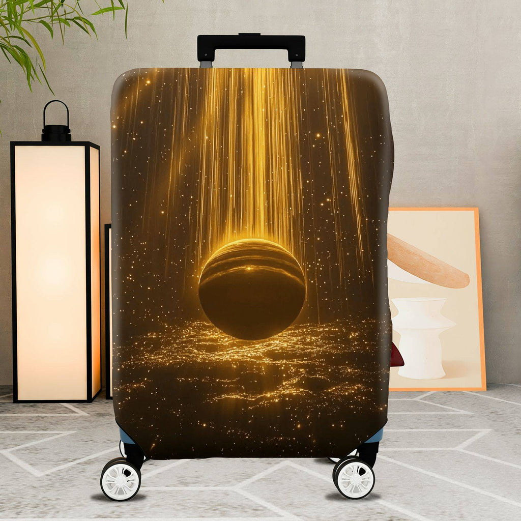 1-Piece Cosmic Galaxy Starry Golden Planet Nebula Traveler  Suitcase Luggage Cover, Stretch Protective Sleeve