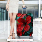 1-Piece Red Flower Nature Raindrop Floral Art Botanical  Suitcase Luggage Cover, Stretch Protective Sleeve