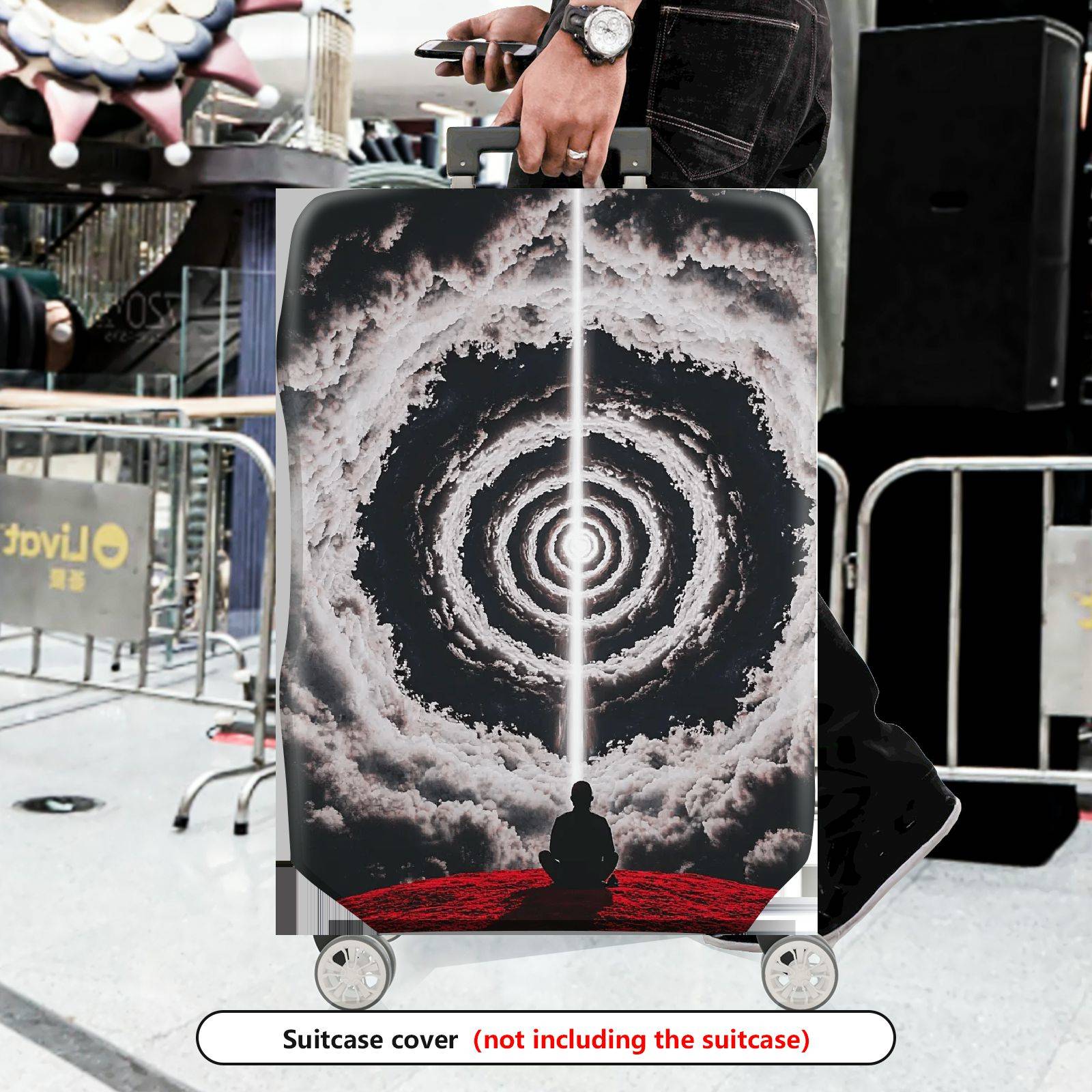 1-Piece Meditation Cosmic Vortex Storm Abstract Artistic  Suitcase Luggage Cover, Stretch Protective Sleeve