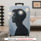 1-Piece Abstract Silhouette Light Circles Blue Modern Artistic  Suitcase Luggage Cover, Stretch Protective Sleeve