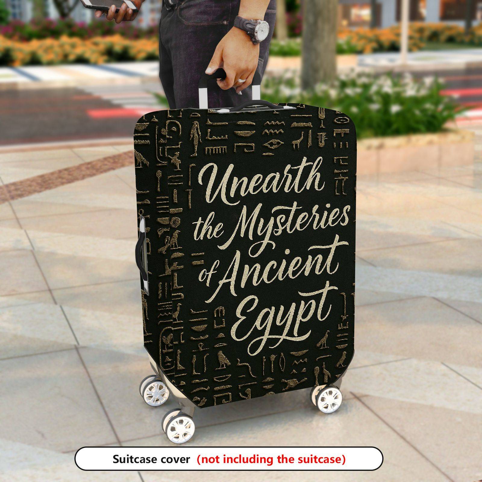 1-Piece Ancient Egypt Mysteries Hieroglyphics Travel Stylish Art  Suitcase Luggage Cover, Stretch Protective Sleeve