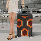 1-Piece Geometric Pattern Orange Brown Hexagon Retro Vintage  Suitcase Luggage Cover, Stretch Protective Sleeve