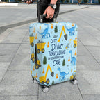 1-Piece Cute Dino Construction Car Travel Holiday Fun  Suitcase Luggage Cover, Stretch Protective Sleeve