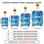 1-Piece Snowman Winter Blue Christmas Holiday Festive  Suitcase Luggage Cover, Stretch Protective Sleeve