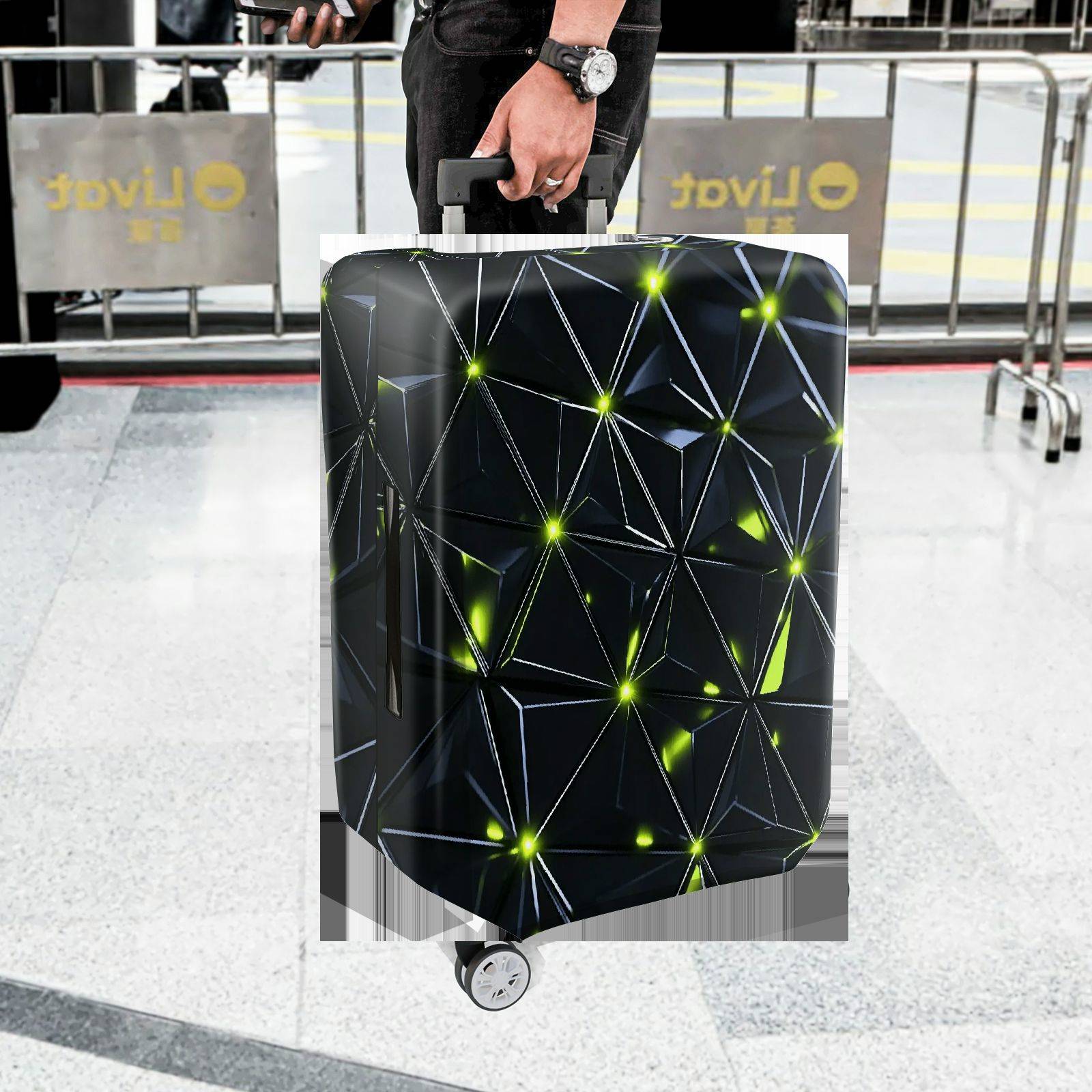 1-Piece Geometric  Luminous Reflective Modern Abstract  Suitcase Luggage Cover, Stretch Protective Sleeve