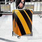 1-Piece Black Yellow Orange Diagonal Stripe Geometric Bold  Suitcase Luggage Cover, Stretch Protective Sleeve