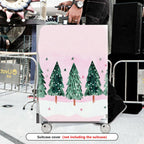 1-Piece Christmas Tree Snow Stars Pink Green Winter Holiday  Suitcase Luggage Cover, Stretch Protective Sleeve