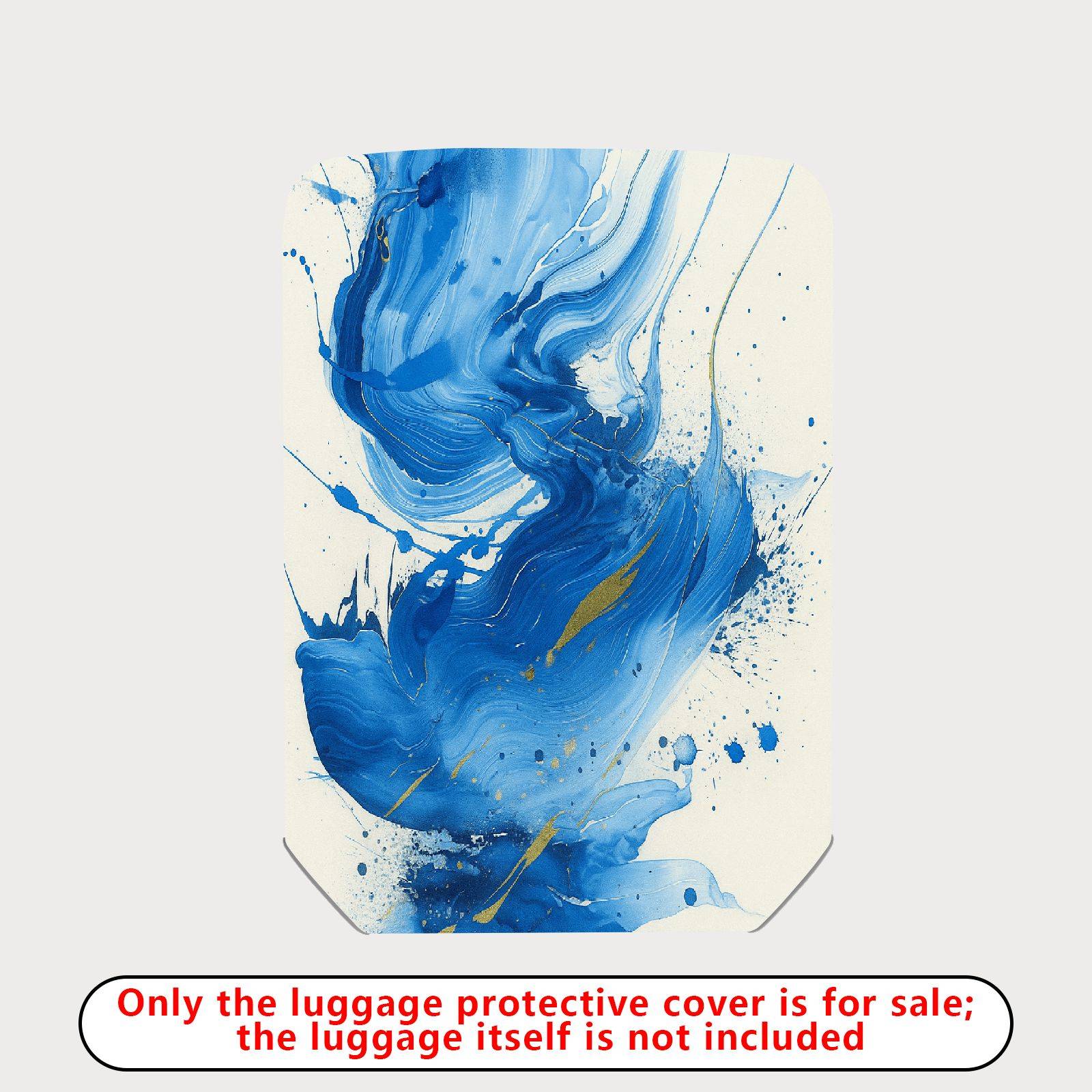 1-Piece Abstract Blue Artistic Swirl Paint Splash Luggage  Suitcase Luggage Cover, Stretch Protective Sleeve