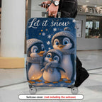 1-Piece Penguin Snow Winter Family  Cute  Suitcase Luggage Cover, Stretch Protective Sleeve