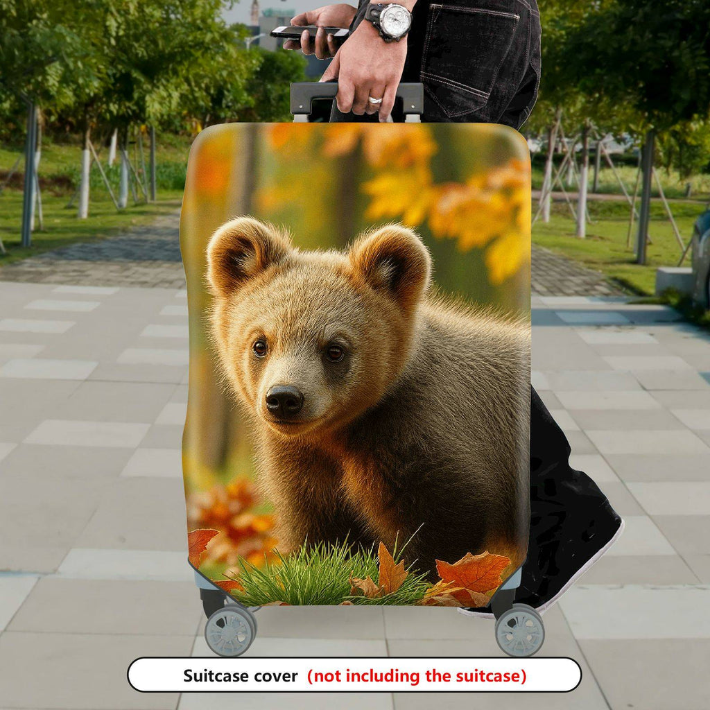 1-Piece Cute Bear Autumn Forest Wildlife Nature Scenic  Suitcase Luggage Cover, Stretch Protective Sleeve